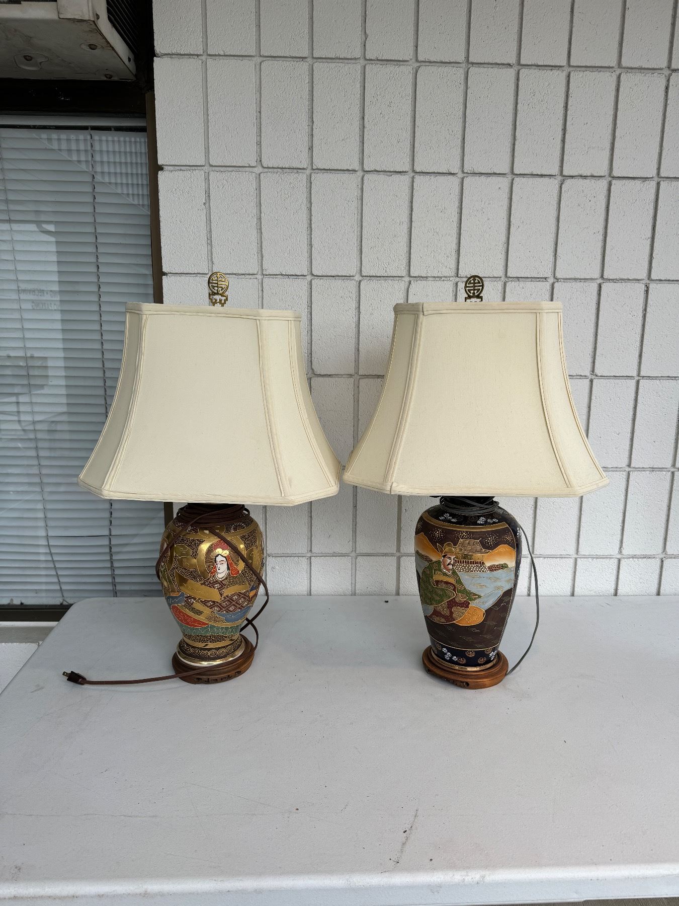 Vintage satsuma lamps