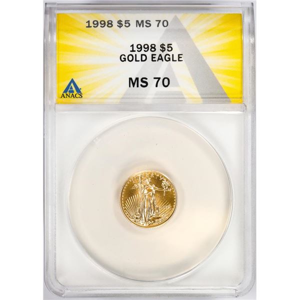 1998 $5 American Gold Eagle Coin ANACS MS70