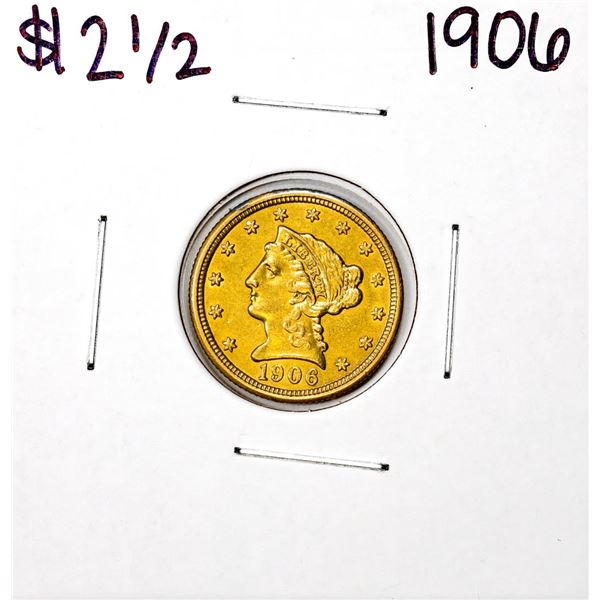 1906 $2 1/2 Liberty Head Quarter Eagle Gold Coin