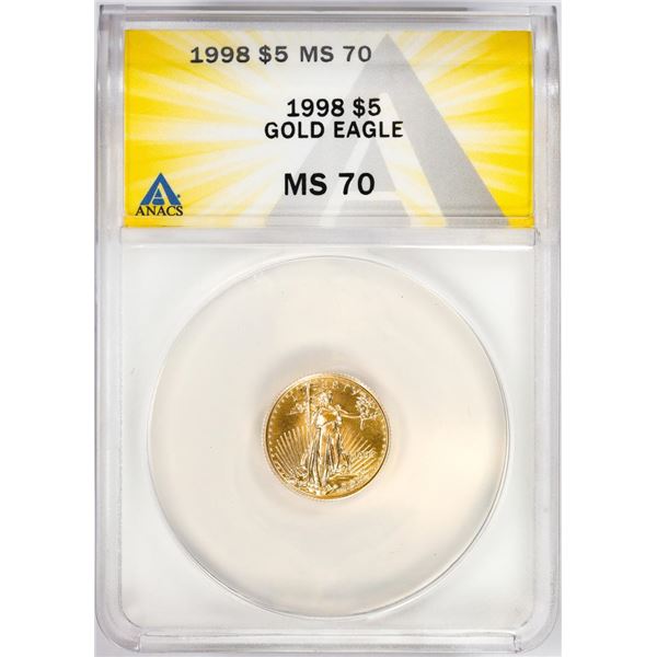 1998 $5 American Gold Eagle Coin ANACS MS70