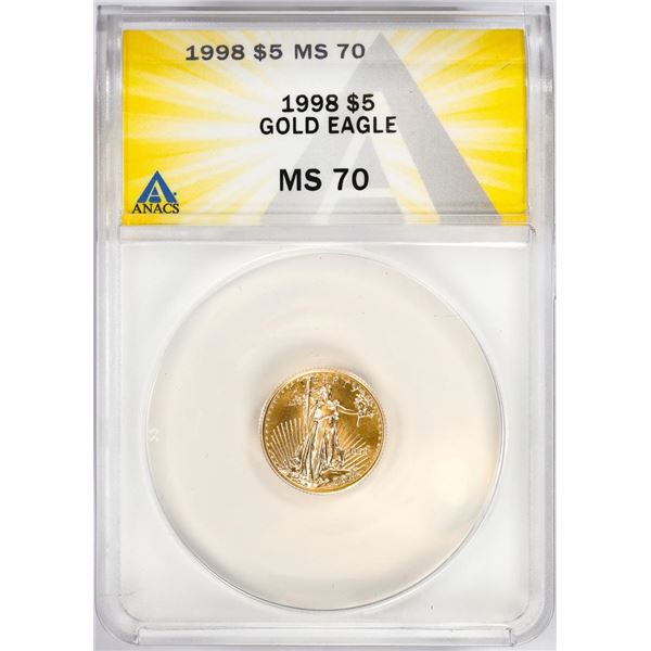 1998 $5 American Gold Eagle Coin ANACS MS70