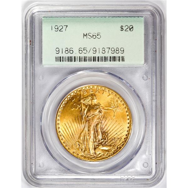1927 $20 St. Gaudens Double Eagle Gold Coin PCGS MS65 Old Green Holder