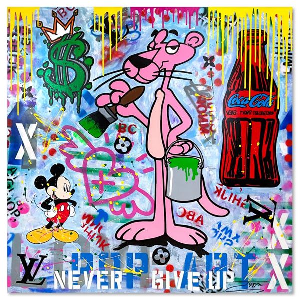 Jozza "Pink and Green" Original Mixed Media on Canvas