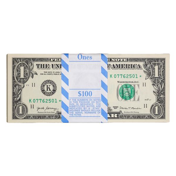 Pack of (100) Consecutive 2017 $1 Federal Reserve STAR Notes Dallas