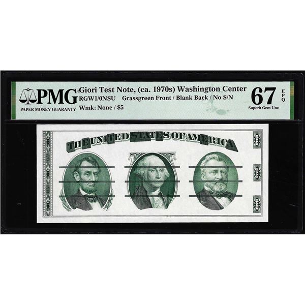 Circa 1970's Washington Center Giori Test Note PMG Superb Gem Uncirculated 67EPQ