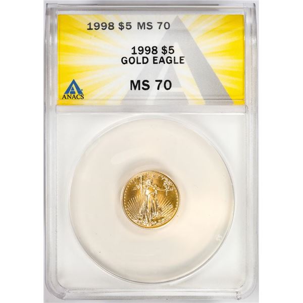 1998 $5 American Gold Eagle Coin ANACS MS70