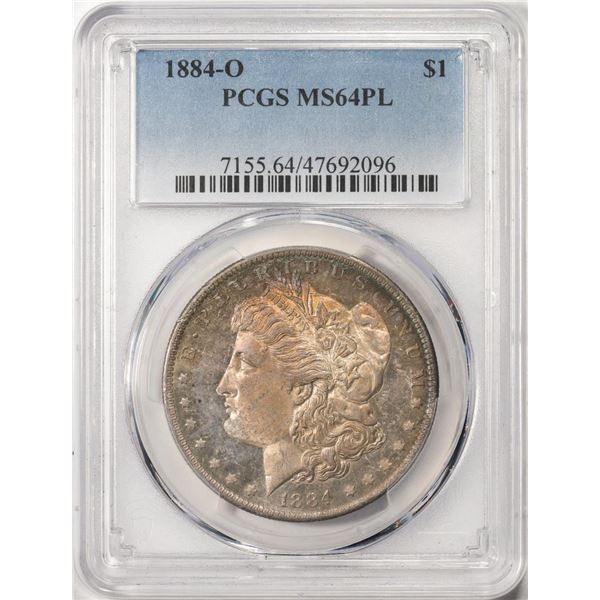 1884-O $1 Morgan Silver Dollar Coin PCGS MS64PL Nice Toning