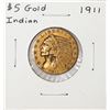 1911 $5 Indian Head Half Eagle Gold Coin