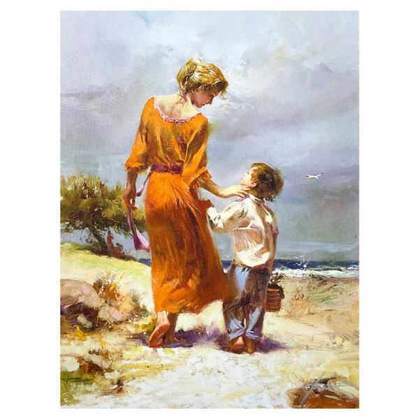 Pino (1939-2010) "Breezy Day at the Beach" Limited Edition Giclee on Canvas