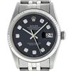 Rolex Mens Stainless Steel Diamond Datejust Wristwatch