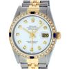 Rolex Mens Two Tone Sapphire and Diamond Datejust Wristwatch