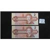 Image 1 : (2) Uncirculated 1986 $2 Bills with Consecutive Serial Numbers
