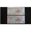 Image 2 : (2) Uncirculated 1986 $2 Bills with Consecutive Serial Numbers