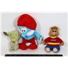 Image 1 : X3 STUFFIES INC. TEDDY RUXPIN, YODA AND SMURF