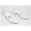 Image 1 : LE CHATEAU WHITE STRAPPY PUMPS WITH SILVER HEELS S