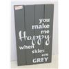 Image 1 : GRAY WOODEN "YOU MAKE MY HAPPY" SIGN