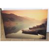 Image 1 : BOATS ON A LAKE 46X32" ART PIECE