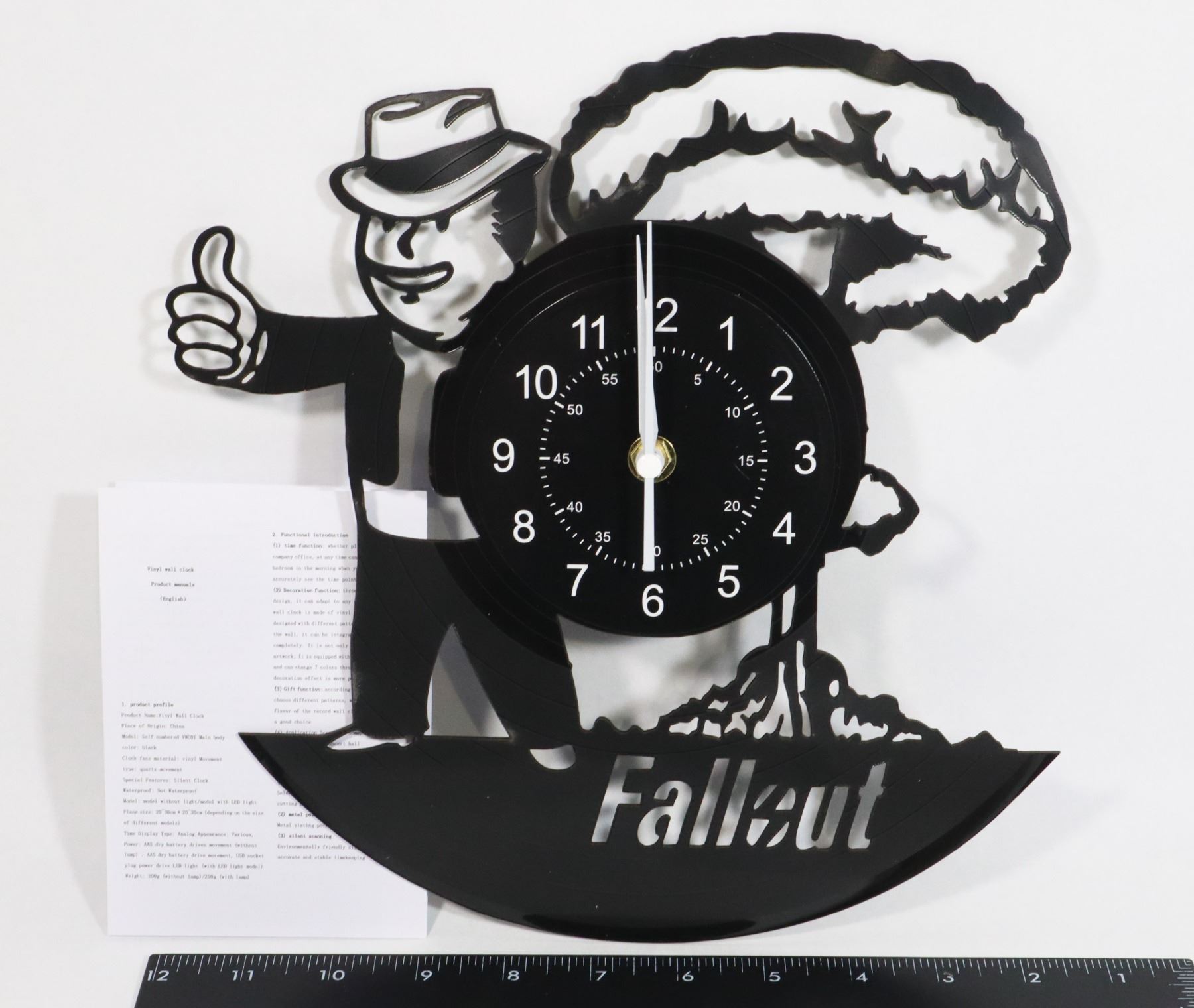 NEW FALLOUT THEME VINYL RECORD ENGRAVED WALL CLOCK