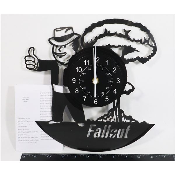 NEW FALLOUT THEME VINYL RECORD ENGRAVED WALL CLOCK