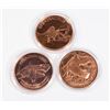 Image 1 : THREE DINOSAUR 1-OZ .999 FINE COPPER ROUNDS IN