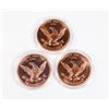 Image 2 : THREE DINOSAUR 1-OZ .999 FINE COPPER ROUNDS IN