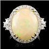 Image 1 : 14K Gold 8.95ct Opal & 0.88ctw Diamond Ring