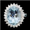 Image 1 : 14K Gold 8.00ct Aquamarine & 1.25ctw Diamond Ring
