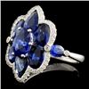 Image 2 : 18K Gold 5.03ct Sapphire & 0.18ct Diamond Ring