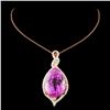 Image 2 : 14K Gold 28.58ct Kunzite & 0.78ctw Diamond Pendant