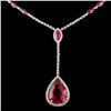 Image 2 : 14K Gold 9.94ct Rubellite & 1.56ctw Diamond Neckla