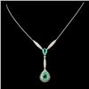 Image 2 : 18K Gold 5.26ct Emerald & 0.59ctw Diamond Necklace