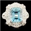 Image 1 : 18K Gold 3.85ct Aquamarine & 1.56ctw Diamond Ring
