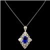 Image 2 : 18K Gold 9.93ct Tanzanite & 2.12ctw Diamond Pendan