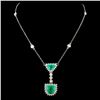 Image 1 : 18K Gold 3.03ct Emerald & 1.50ctw Diamond Necklace