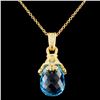 Image 1 : 18K Gold 21.62ct Topaz & 0.24ctw Diamond Pendant