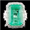 Image 1 : 18K Gold 9.32ct Emerald & 1.31ctw Diamond Ring