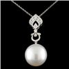Image 1 : 18K Gold 15.00mm Pearl & 0.42ctw Diamond Pendant