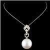 Image 2 : 18K Gold 15.00mm Pearl & 0.42ctw Diamond Pendant