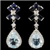 Image 1 : 14K Gold 13.79ct Aquamarine & 0.71ctw Diamond Earr