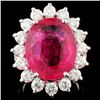 Image 1 : 14K Gold 10.19ct Rubellite & 3.05ctw Diamond Ring