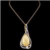 Image 2 : 14K Gold 14.32ct Opal & 1.20ctw Diamond Pendant
