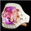 Image 2 : 14K Gold 11.25ct Kunzite & 1.90ctw Diamond Ring