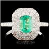 Image 1 : 18K Gold 0.70ct Emerald & 0.86ctw Diamond Ring