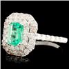 Image 2 : 18K Gold 0.70ct Emerald & 0.86ctw Diamond Ring