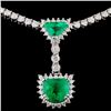 Image 1 : 18K White Gold 3.03ct Emerald & 5.06ct Diamond Nec