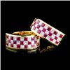Image 1 : 18K Gold 2.20ct Ruby & 1.41ct Diamond Earrings