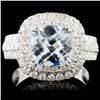 14K Gold 1.98ct Aquamarine & 1.05ct Diamond Ring