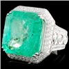 Image 2 : 18K White Gold 23.83ct Emerald & 3.98ct Diamond Ri