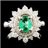 Image 1 : 14K Gold 0.69ct Emerald & 0.66ctw Diamond Ring