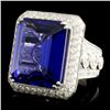 Image 2 : 18K Gold 21.50ct Tanzanite & 3.93ctw Diamond Ring